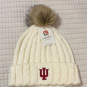 NWT IU Cream Knit Beanie with Pom